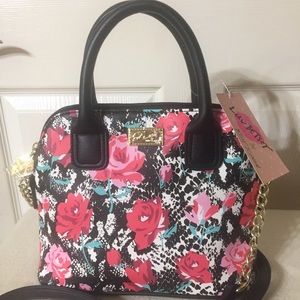 Betsey Johnson Floral Crossbody Bag - Black and Pink